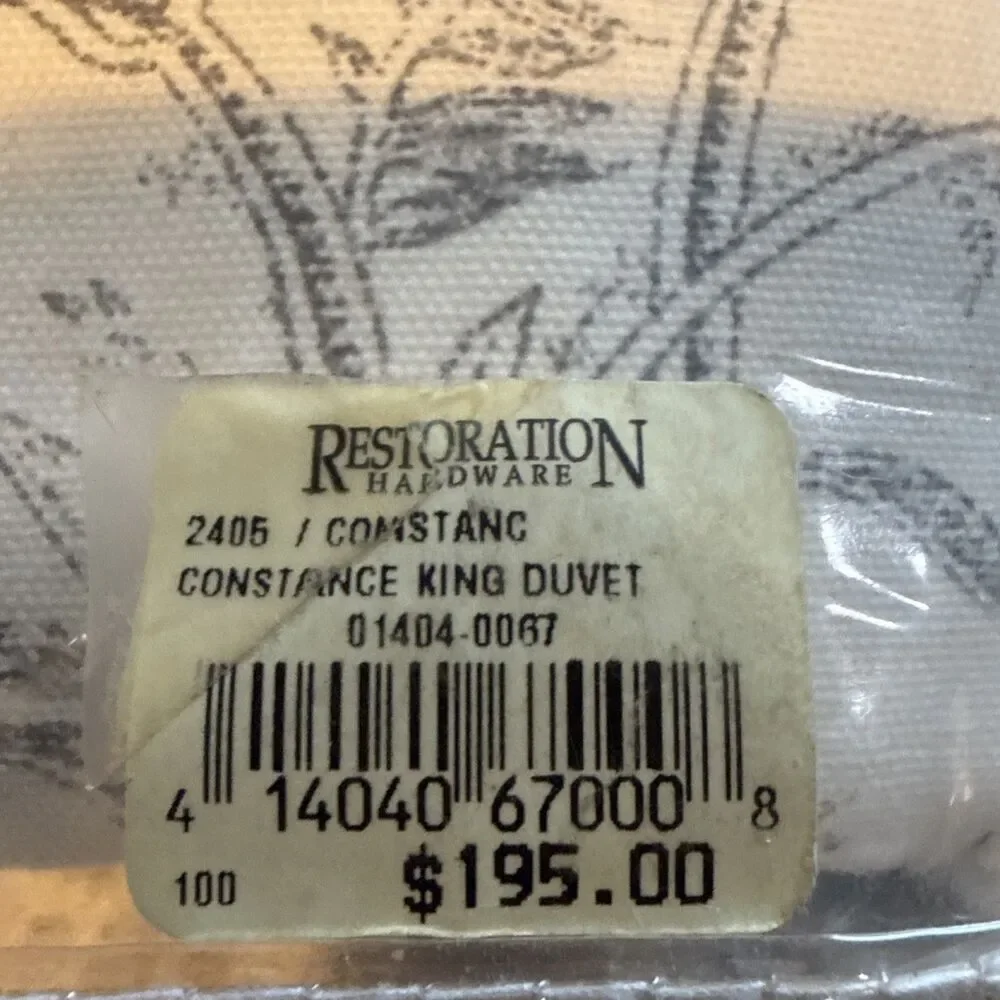 Restoration Hardware Constance King Duvet Cover 2 Std Shams Floral Stripe Beige
